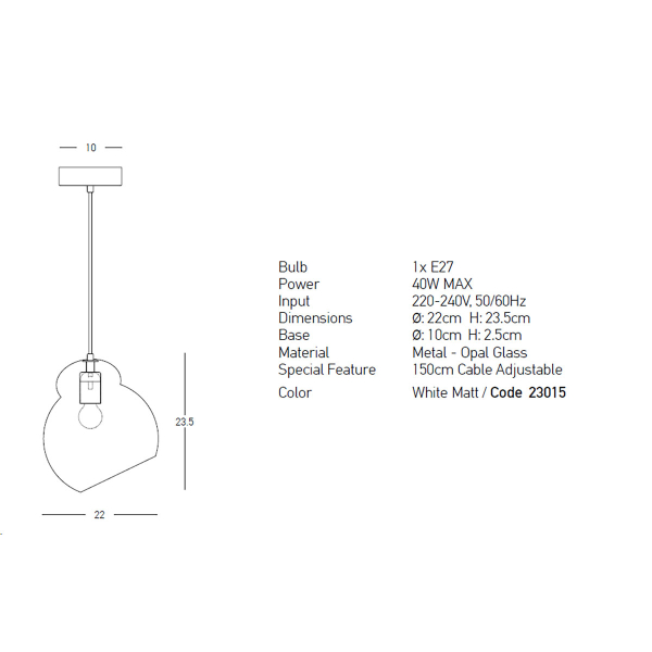 Φωτιστικό Οροφής Μονόφωτο Zambelis 23015 Opal Glass