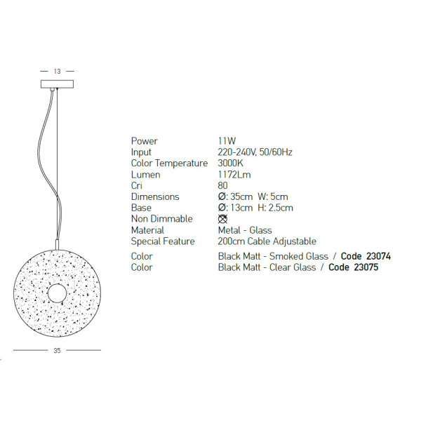 Φωτιστικό Οροφής Led Zambelis 23074 Smoked Glass