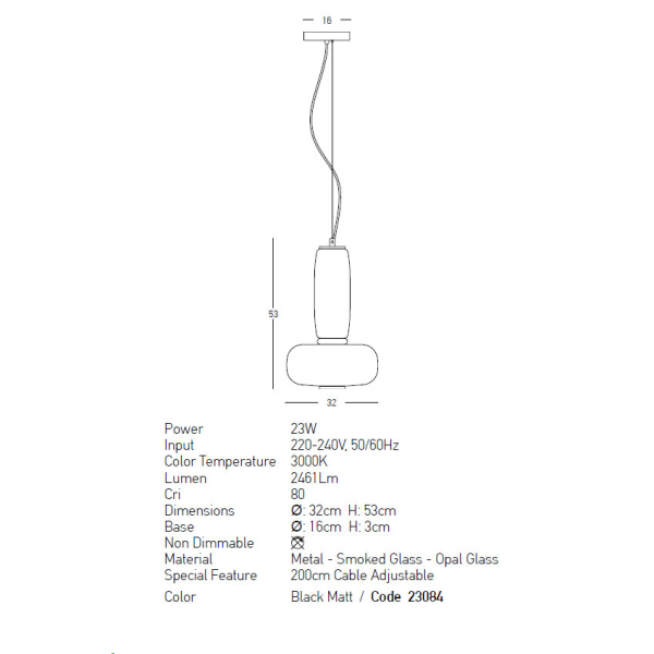 Φωτιστικό Οροφής Led Zambelis 23084 Smoked Glass