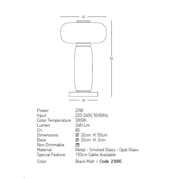 Πορτατίφ Led Zambelis 23085 Smoked Glass