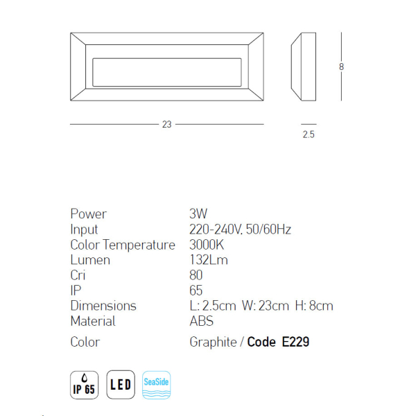 Απλίκα Led Εξωτερικού Χώρου Zambelis E229 Graphite