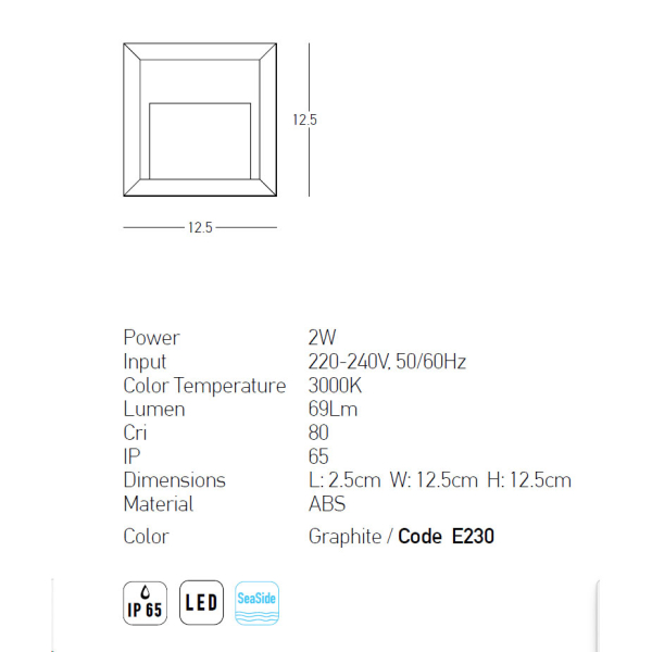 Απλίκα Led Εξωτερικού Χώρου Zambelis E230 Graphite