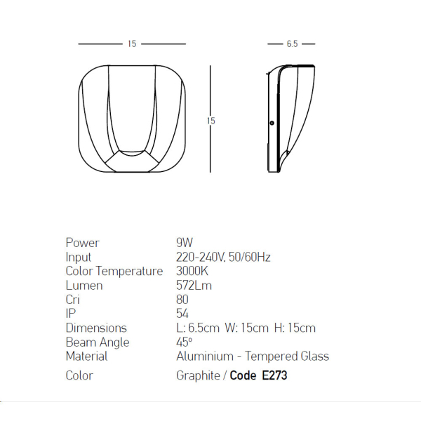 Απλίκα Led Εξωτερικού Χώρου Zambelis E273 Graphite