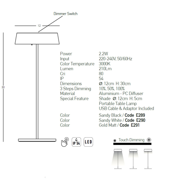 Επαναφορτιζόμενο Πορτατίφ Led Zambelis E289 Black