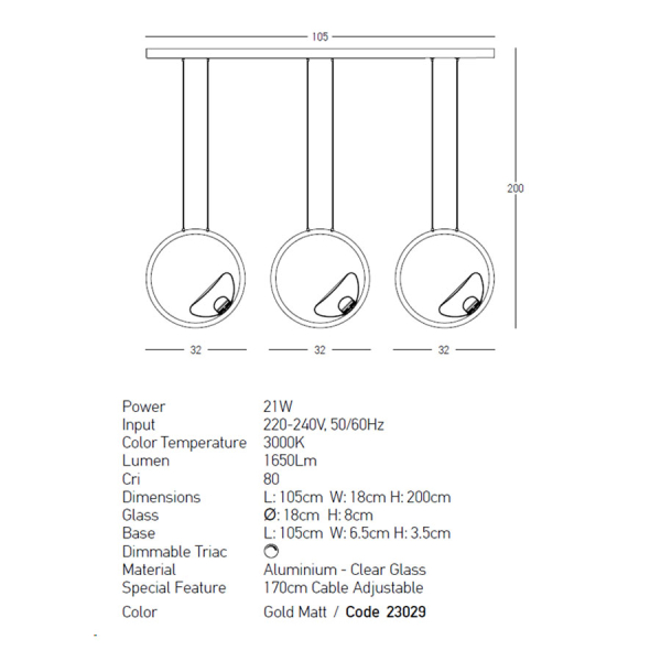 Φωτιστικό Οροφής Led Dimmable Zambelis 23029 Gold Matt