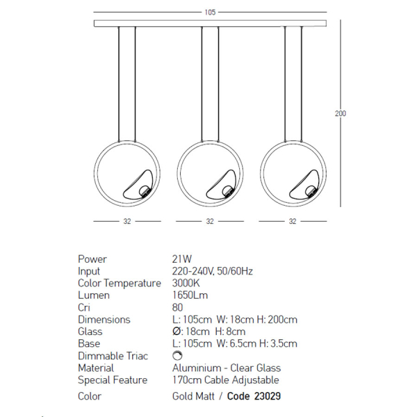 Φωτιστικό Οροφής Led Dimmable Zambelis 23031 Gold Matt