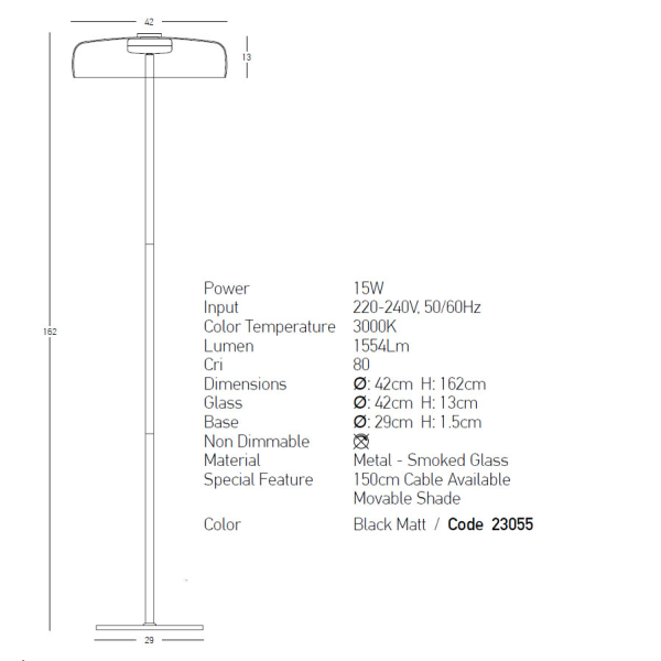 Φωτιστικό Δαπέδου Led Zambelis 23055 Black Matt