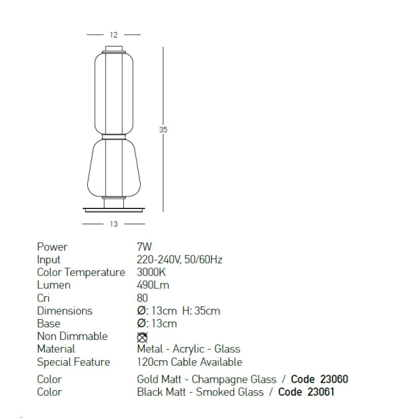 Πορτατίφ Led Zambelis 23060 Gold Matt