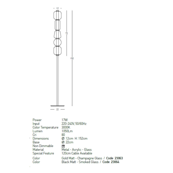 Φωτιστικό Δαπέδου Led Zambelis 23063 Gold Matt