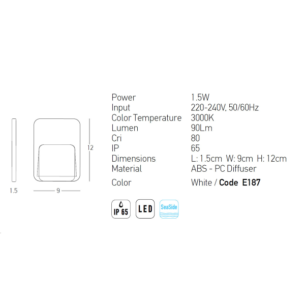 Απλίκα Led Εξωτερικού Χώρου Zambelis E187 White