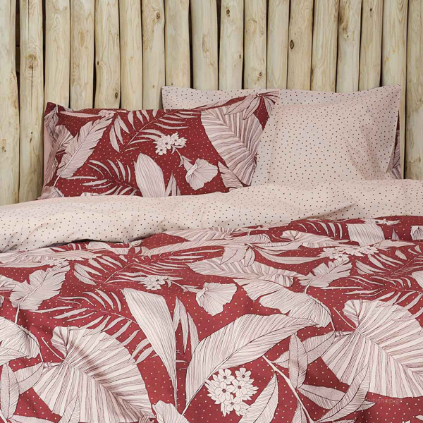 Σεντόνια Μονά (Σετ) Nima Bed Linen Estrella Wine Red