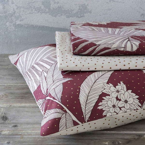 Σεντόνια Μονά (Σετ) Nima Bed Linen Estrella Wine Red