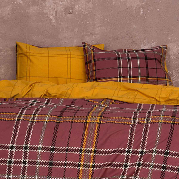 Παπλωματοθήκη King Size (Σετ 240x260) Nima Bed Linen Kester Wine Red