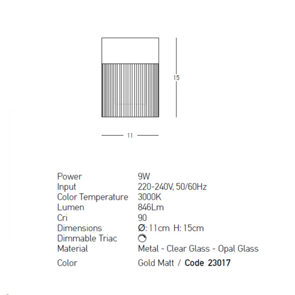 Φωτιστικό Πλαφονιέρα Led Dimmable Zambelis 23017 Gold Matt