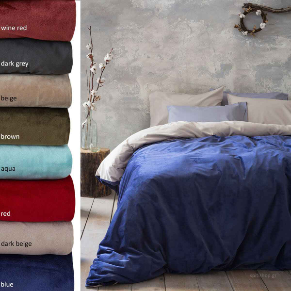 Παπλωματοθήκη Βελουτέ Υπέρδιπλη (220x240) Nima Bed Linen Nuan