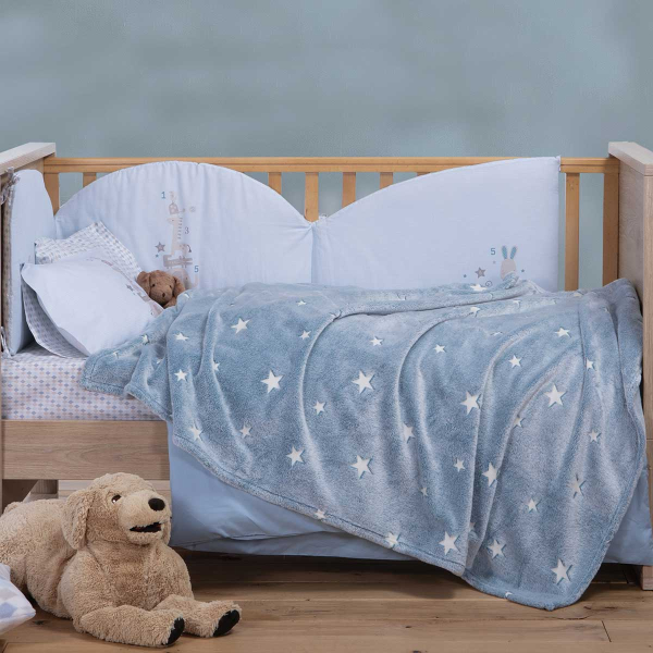 Φωσφοριζέ Κουβέρτα Fleece Κούνιας (110x150) Nef-Nef Baby Interstellar Denim