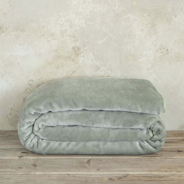 Κουβέρτα Βελουτέ King Size (240x260) Nima Coperta Sage Green