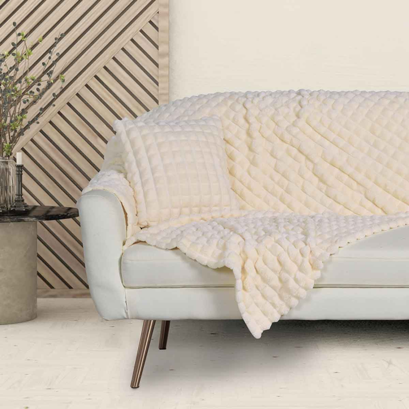 Κουβέρτα Fleece Μονή (160x220) Das Home 1356 Ivory