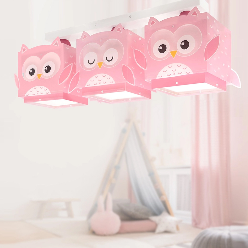 Παιδικό Φωτιστικό Οροφής Τρίφωτο Ango Little Pink Owl 64483