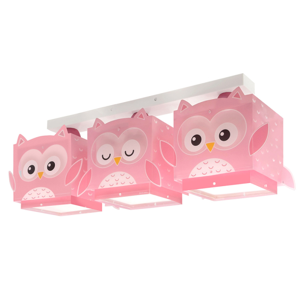 Παιδικό Φωτιστικό Οροφής Τρίφωτο Ango Little Pink Owl 64483