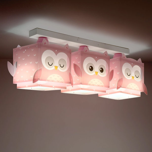 Παιδικό Φωτιστικό Οροφής Τρίφωτο Ango Little Pink Owl 64483