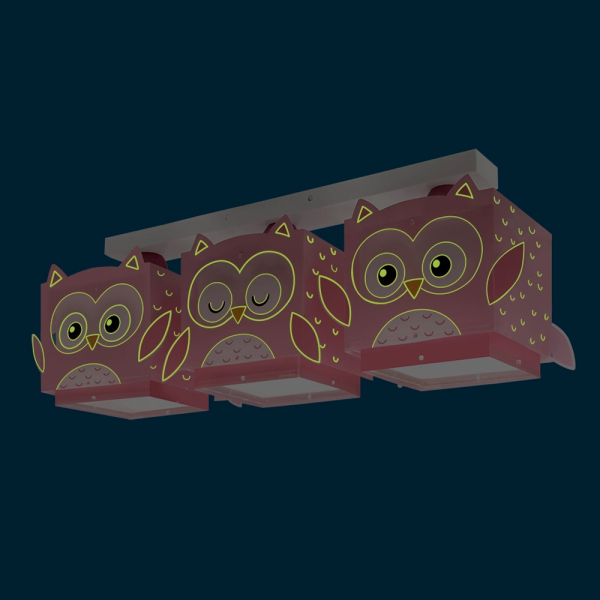 Παιδικό Φωτιστικό Οροφής Τρίφωτο Ango Little Pink Owl 64483