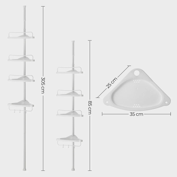 Γωνιακή Ραφιέρα Μπάνιου Τηλεσκοπική (35x25x85-305) Songmics BCB001A