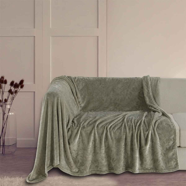 Ριχτάρι Τριθέσιου Καναπέ Fleece (170x300) Melinen Aria Olive/Grey