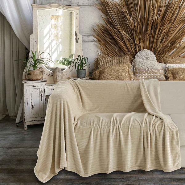 Ριχτάρι Τριθέσιου Καναπέ Fleece (170x300) Melinen Enzo Beige