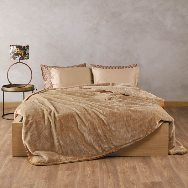 Κουβέρτα Βελουτέ Υπέρδιπλη (220x240) Kentia Loft Bella 28 Warm Yellow AW2025