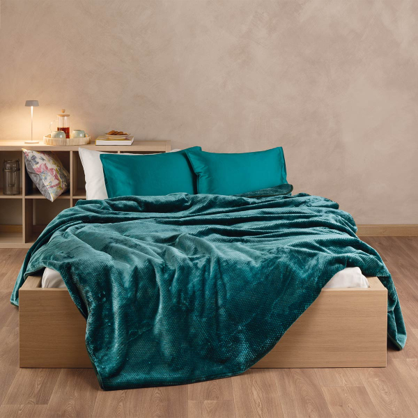 Κουβέρτα Βελουτέ Ημίδιπλη (180x220) Kentia Loft Bella 07 Petrol AW2025