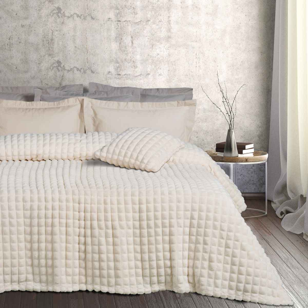 Κουβέρτα Fleece Μονή (160x220) Das Home 1356 Ivory