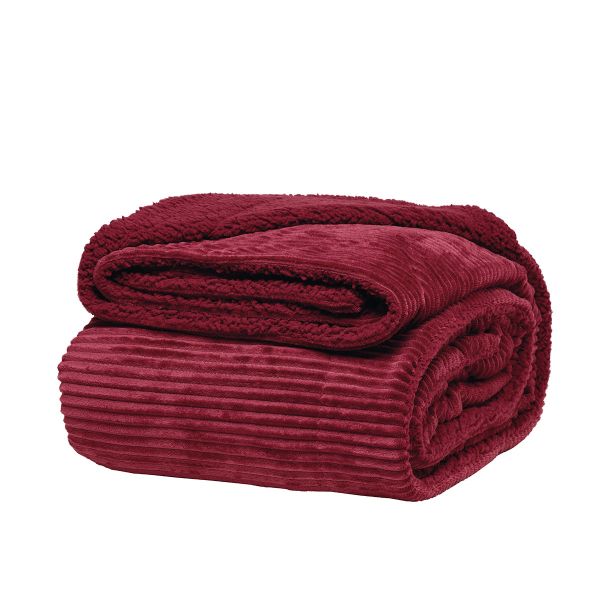 Κουβέρτα Fleece Υπέρδιπλη (240x240) Με Γουνάκι Kentia Versus Spencer 42 Bordeaux