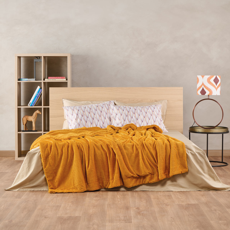 Κουβέρτα Fleece King Size (260x240) Με Γουνάκι Kentia Versus Spencer 11 Ochre