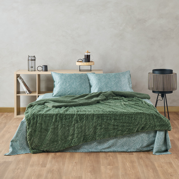 Κουβέρτα Γούνινη Ημίδιπλη (180x230) Kentia Stylish Lilibeth 02 Dark Green