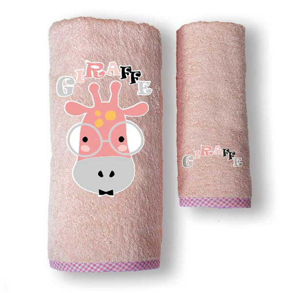 Βρεφικές Πετσέτες (Σετ 2τμχ) Sb Home Baby Giraffe Pink 450gsm