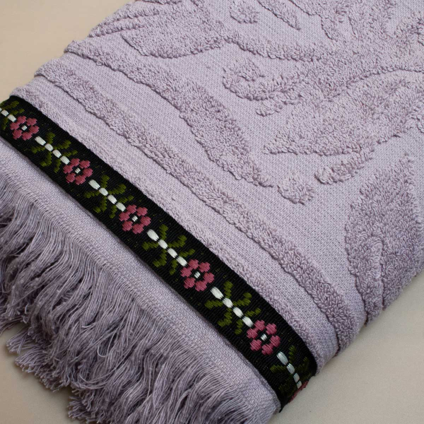 Πετσέτα Προσώπου (50x90) White Fabric Sherpa Purple 500gsm