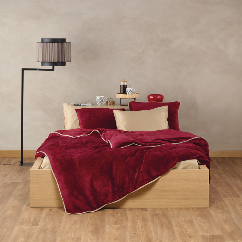 Παπλωματοθήκη Βελουτέ Υπέρδιπλη (220x240) Kentia Stylish Ivanna 05 Bordeaux