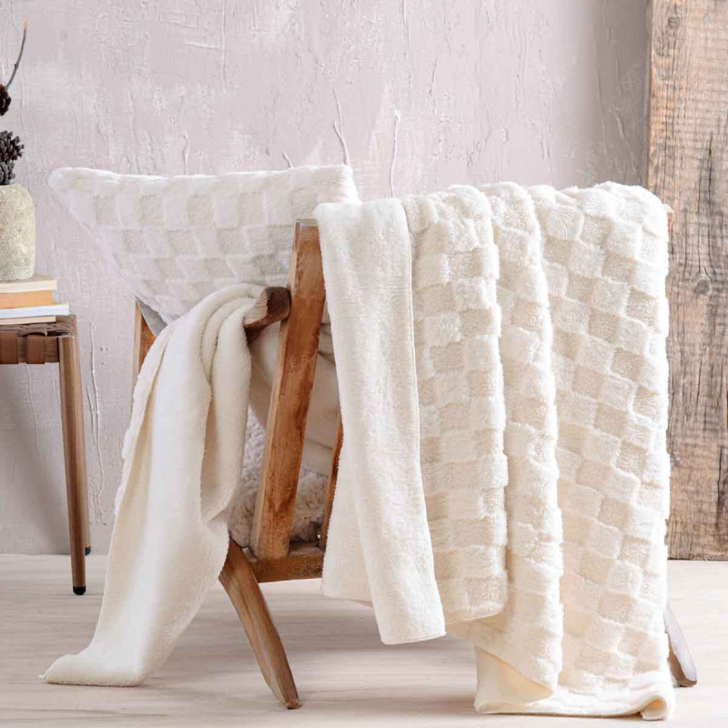 Γούνινη Κουβέρτα Καναπέ Fleece (140x170) Rythmos Naya Ecru