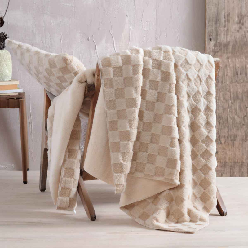 Γούνινη Κουβέρτα Καναπέ Fleece (140x170) Rythmos Naya Beige