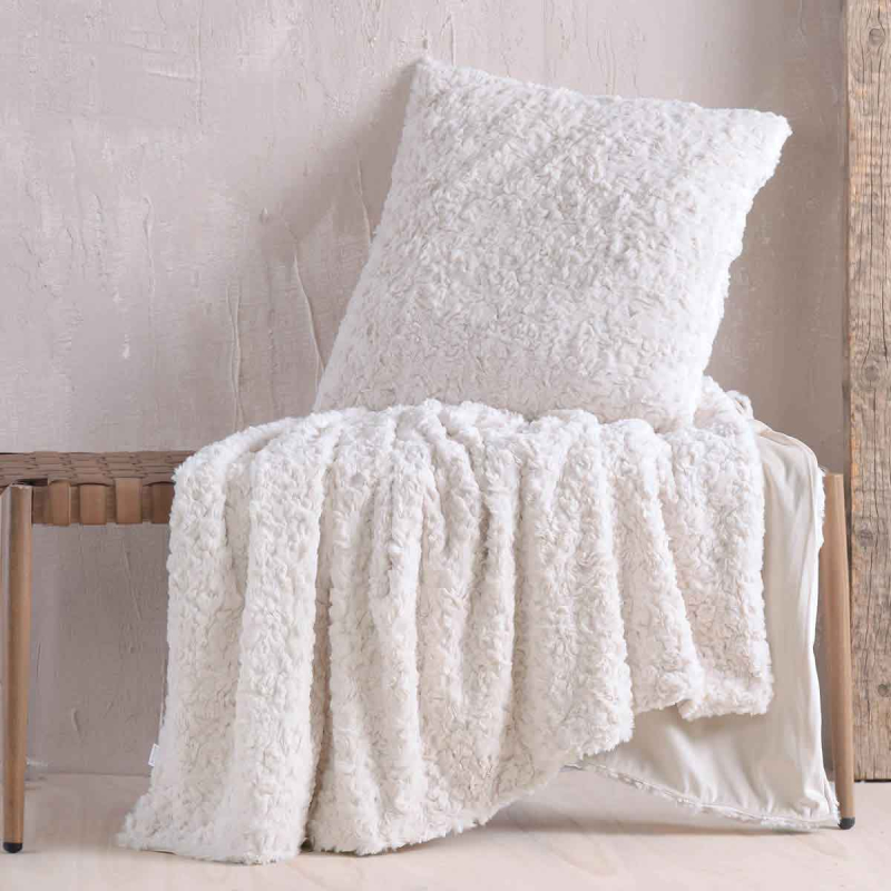 Γούνινη Κουβέρτα Καναπέ Fleece (140x170) Rythmos Snug White