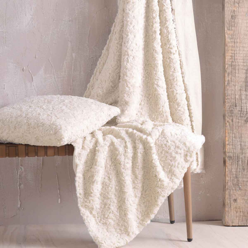 Γούνινη Κουβέρτα Καναπέ Fleece (140x170) Rythmos Snug Beige