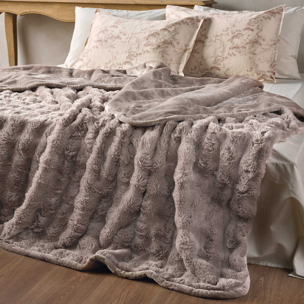 Κουβέρτα Γούνινη King Size (260x230) Kentia Stylish Cabaret 43 Beige