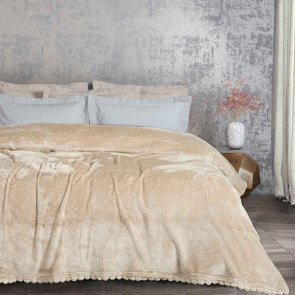 Κουβέρτα Fleece Υπέρδιπλη (220x240) Das Home 1187 Beige