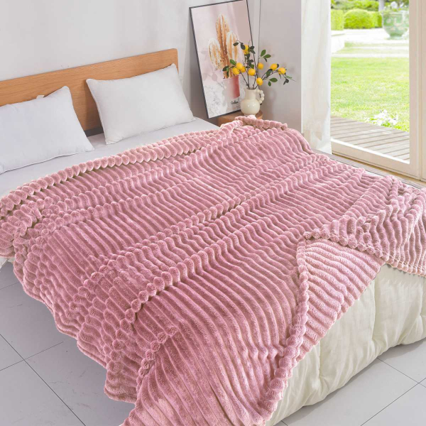 Κουβέρτα Fleece Μονή (160x240) Whitegg KB133-1 Pink