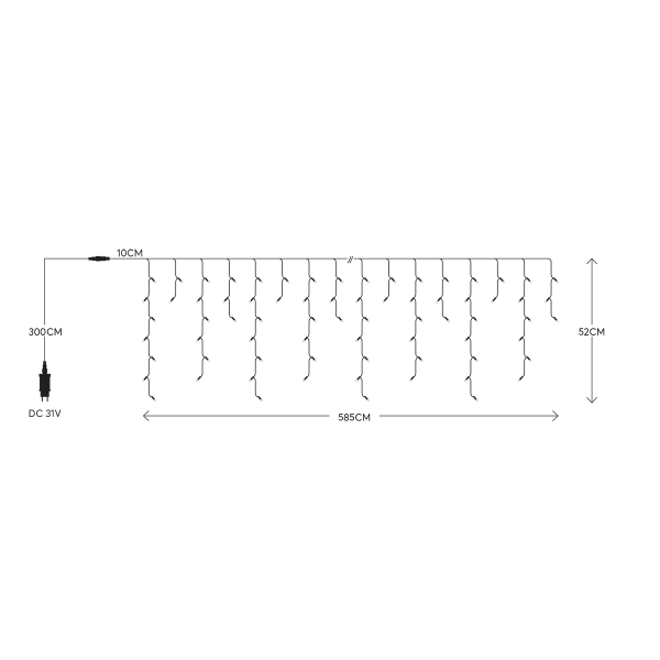 Χριστουγεννιάτικα Λαμπάκια 180 Led Βροχή 8.8μ Θερμό Λευκό Σταθερά Eurolamp 600-06391