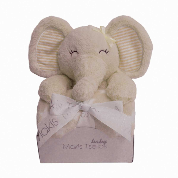 Κουβέρτα Fleece Αγκαλιάς (80x110) + Λούτρινο Makis Tselios Elephant Beige