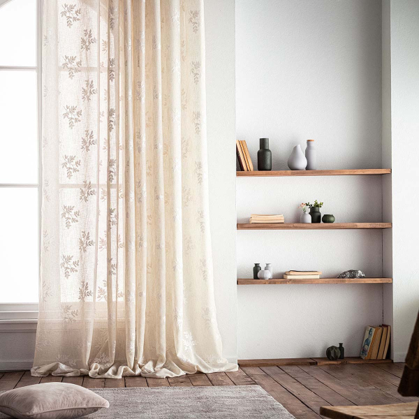 Κουρτίνα (140x280) Με Τρέσα Gofis Home Leaf Beige AW24 532/06