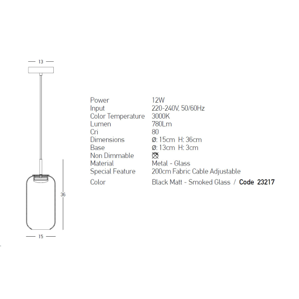 Φωτιστικό Οροφής Led Zambelis 23217 Smoked Glass