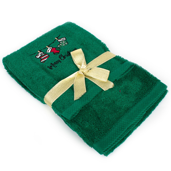 Χριστουγεννιάτικες Πετσέτες (Σετ 2τμχ) Dimcol Christmas Socks Green